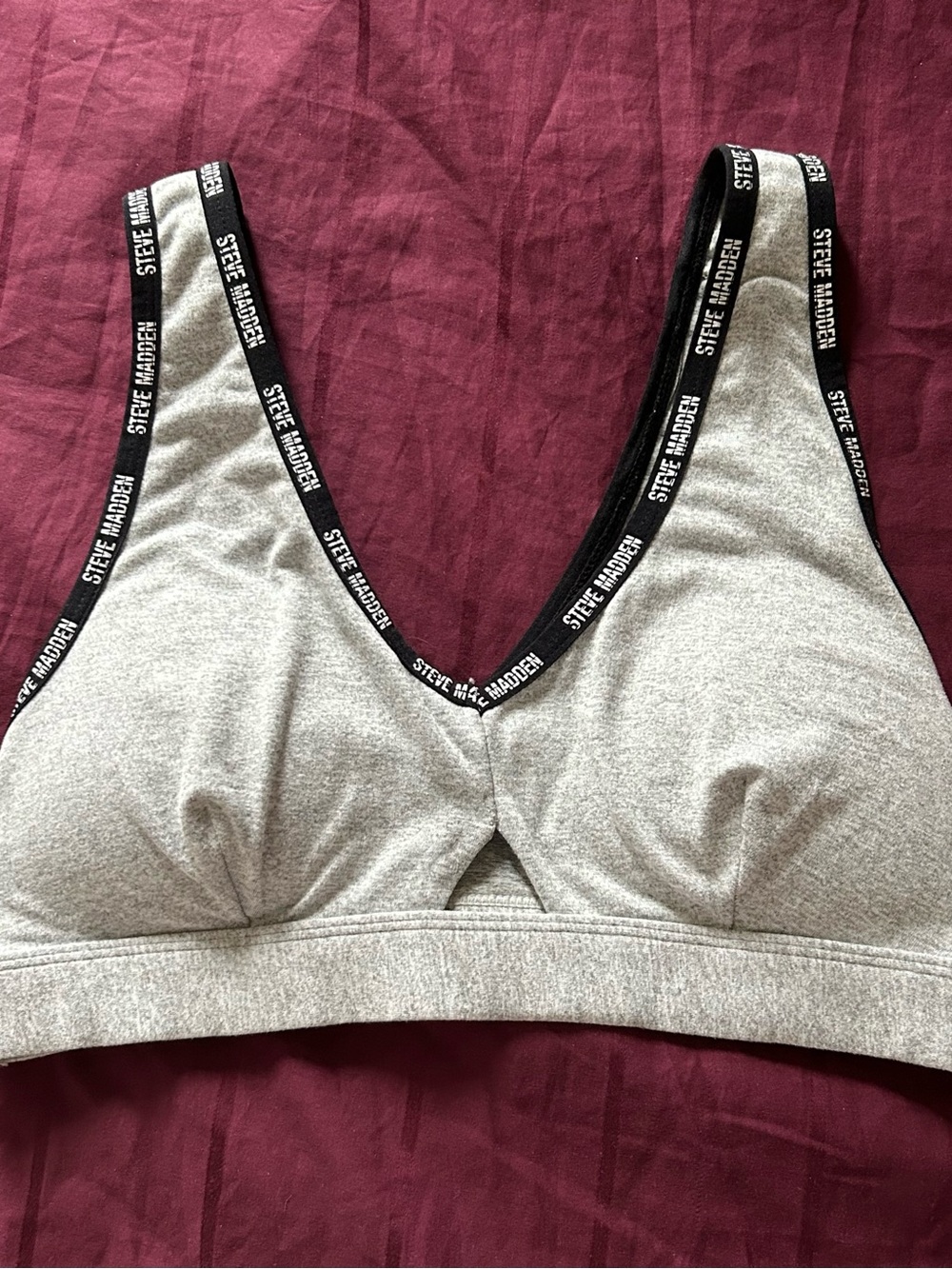 Steve Madden Gray Bralette with Black Logo Trim